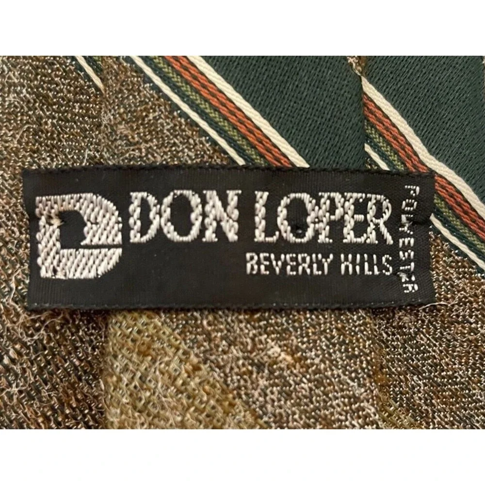 Don Loper Beverly Hills Men's Classic Neck Tie Brown Retro Stripe Polyester